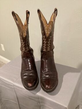 Vintage Panhandle Slims by Sanders’Men's Brown Western Ostrich Cowboy Boots